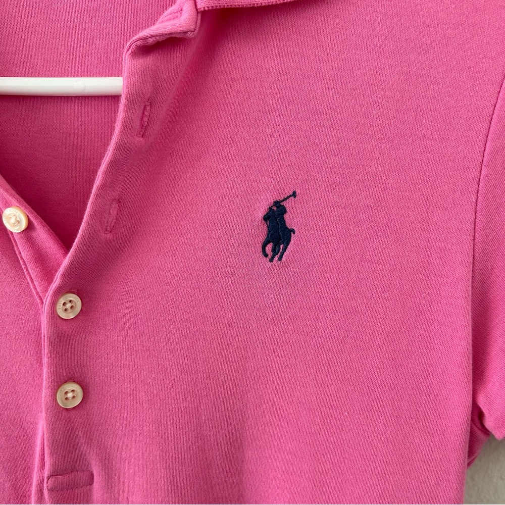Polo Ralph Lauren Shirt Dress Pink Short Sleeve Collared Women’s S Cotton Preppy - Picture 4 of 10